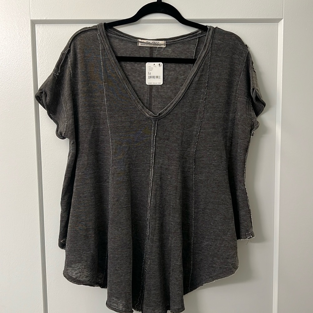 NWT Free People Sammie V-Neck Short Sleeve Shirt